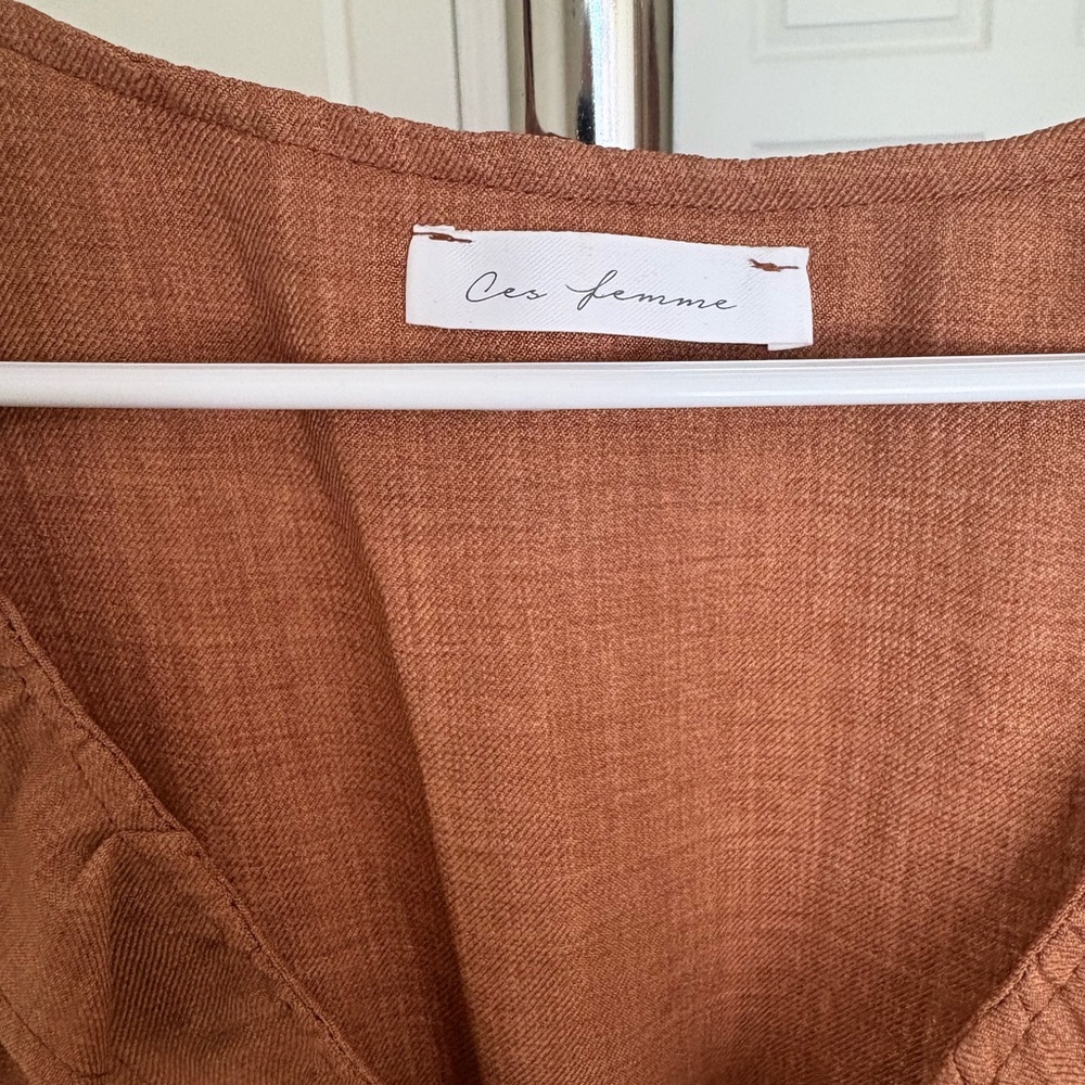 Ces Femme Sleeveless Ruffle Hem Sundress in Warm Caramel - Picture 3 of 4